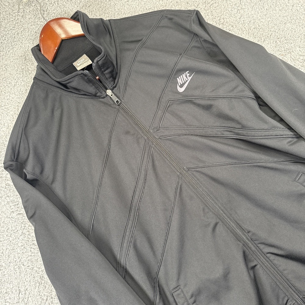 Nike Jacket Mens 2XL Black Track Full Zip Athletic Swoosh